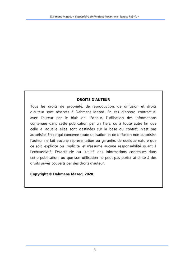 Vocabulaire de Physique Moderne en Langue Kabyle