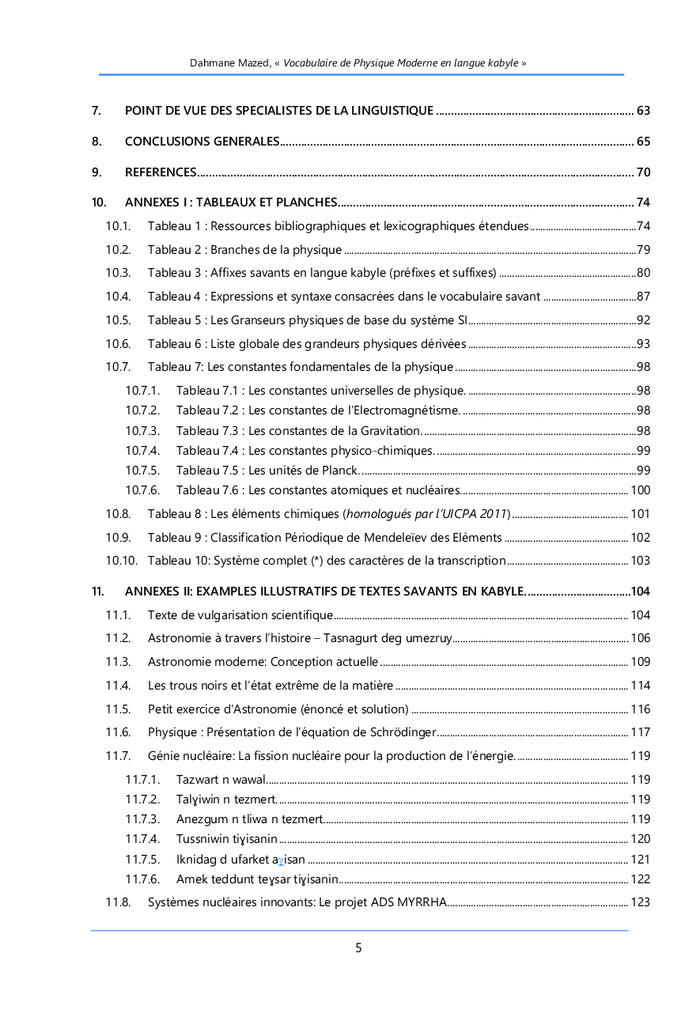 Vocabulaire de Physique Moderne en Langue Kabyle