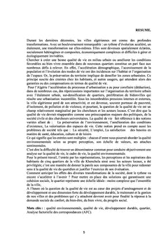 La qualité de vie urbaine et la gestion du territoire