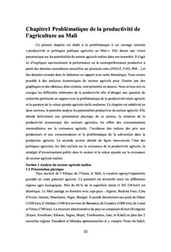 Productivité et Politique Publique Agricole au Mali