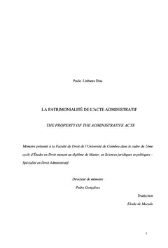 La Patrimonialité de l'Acte Administratif