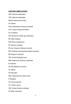 ETUDE RETROSPECTIVE DU BILAN MEDICAL DE L'EQUIPE NATIONALE DE FOOTBALL DU MALI