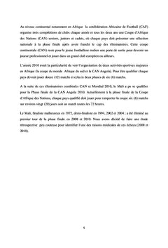 ETUDE RETROSPECTIVE DU BILAN MEDICAL DE L'EQUIPE NATIONALE DE FOOTBALL DU MALI