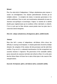 Paix durable en Afrique subsaharienne et structures socio-économiques