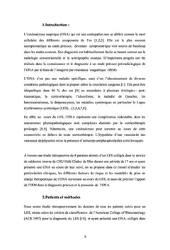 Les ostéonécroses aseptiques au cours du Lupus érythémateux systémique