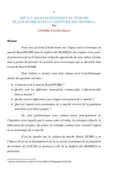 Impact socio-économique du marché Beach/Hembe