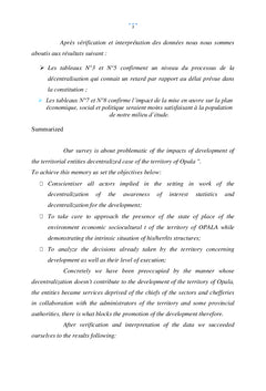 La décentralisation sur le développement des entités territoriales