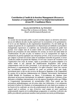 Contribution à l'audit de la fonction management