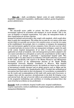 Contribution à l'audit de la fonction management