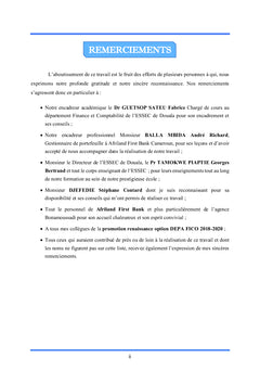 Impact de la gestion du risque de crédit sur la performance financière d'un établissement de crédit