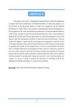 Impact de la gestion du risque de crédit sur la performance financière d'un établissement de crédit