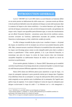 Impact de la gestion du risque de crédit sur la performance financière d'un établissement de crédit