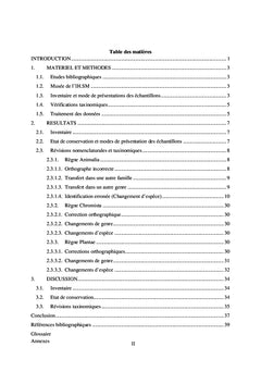 Révision nomenclaturale et taxinomique des espèces exposées