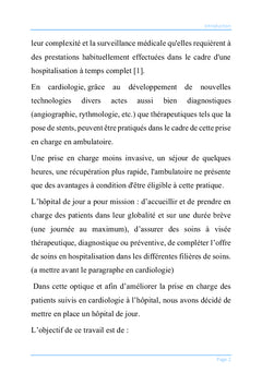 Projet de création d'un hôpital de jour en cardiologie