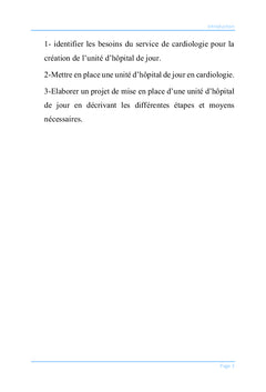 Projet de création d'un hôpital de jour en cardiologie