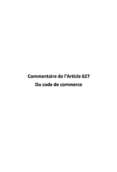 Commentaire de l'Article 627 du code de Commerce Tunisien