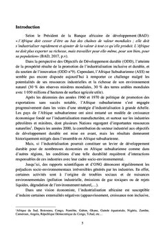 Industries et Développement durable en Afrique subsaharienne