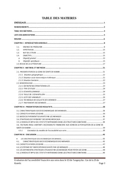 EVALUATION DE L'ACCESSIBILITE FINANCIERE AUX SOINS DANS LE DISTRICT SANITAIRE DU TANGANYIKA :