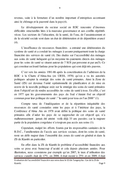 EVALUATION DE L'ACCESSIBILITE FINANCIERE AUX SOINS DANS LE DISTRICT SANITAIRE DU TANGANYIKA :