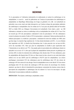 Analyse critique des prescriptions des antibiotiques et antipaludéens