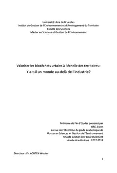 Valoriser les biodéchets urbains à l'échelle des territoires