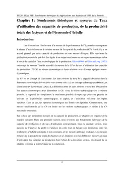 TUCP, Economie d'Echelle et Productivité Totale des Facteurs
