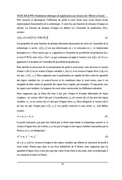 TUCP, Economie d'Echelle et Productivité Totale des Facteurs
