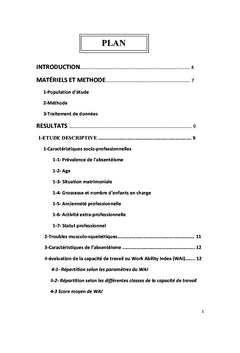 Relation entre la capacité de travail et l'absentéisme