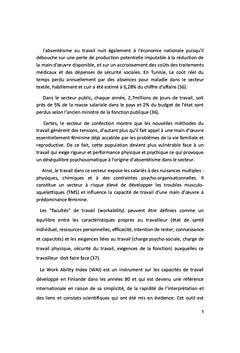 Relation entre la capacité de travail et l'absentéisme