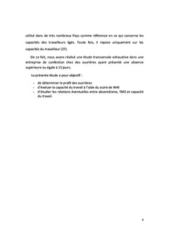 Relation entre la capacité de travail et l'absentéisme