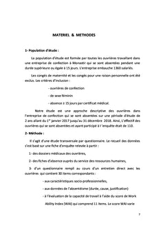 Relation entre la capacité de travail et l'absentéisme