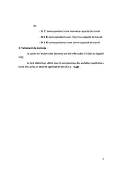 Relation entre la capacité de travail et l'absentéisme