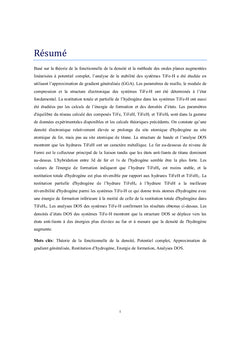 Etude des propriétés structurales et électroniques des hydrures TiFe-H