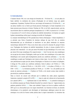 Etude des propriétés structurales et électroniques des hydrures TiFe-H