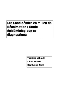 Les Candidémies en milieu de Réanimation