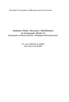 Onduleur Delta: Structure, Modélisation et Commande (Partie I)