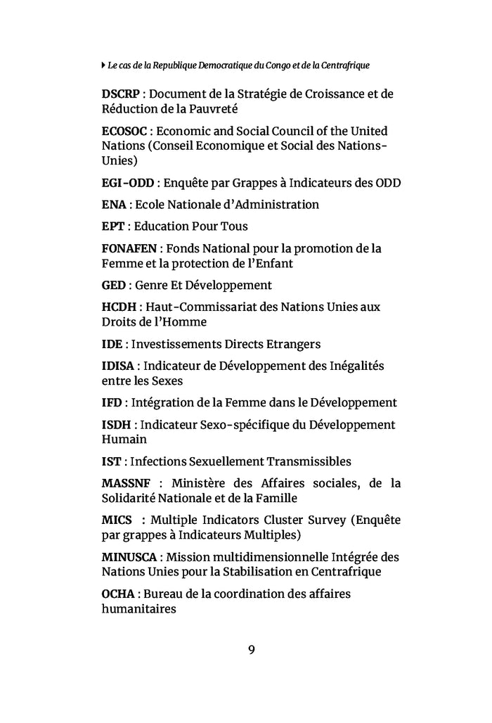 Genre et Inégalités en Afrique Centrale