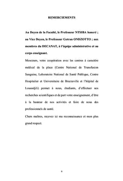 ETUDE DU DEFICIT DE LA G6PD CHEZ LES DONNEURS DE SANG A BRAZZAVILLE