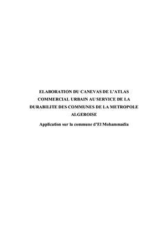 Elaboration du canevas de l'atlas commercial urbain