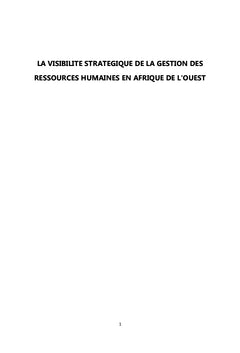 La visibilité stratégique de la gestion des ressources humaines en Afrique de l'Ouest