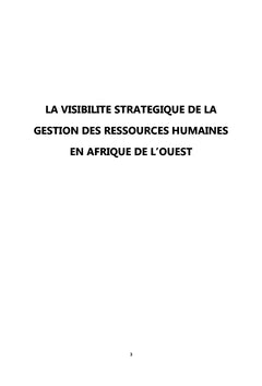 La visibilité stratégique de la gestion des ressources humaines en Afrique de l'Ouest