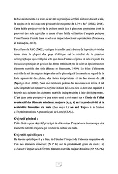 Performance des éléments nutritifs NPK sur la culture du maïs au Togo
