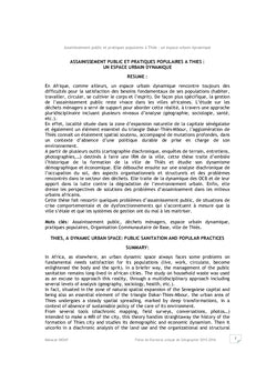 ASSAINISSEMENT PUBLIC ET PRATIQUES POPULAIRES DANS LA VILLE DE THIES