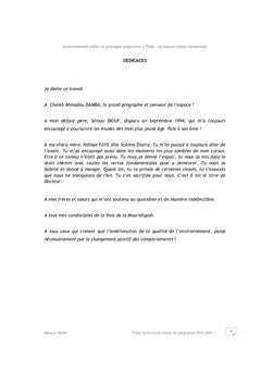 ASSAINISSEMENT PUBLIC ET PRATIQUES POPULAIRES DANS LA VILLE DE THIES