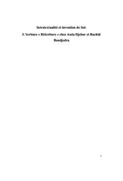 Intratextualité et invention de Soi