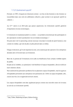 Les hospitalités sportives