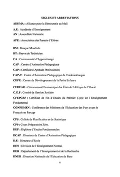Fréquentation d'un CDPE, Eveil et Acquisitions des Elèves au Mali