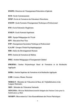 Fréquentation d'un CDPE, Eveil et Acquisitions des Elèves au Mali
