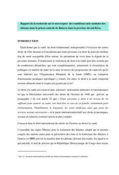 Le rapport de recherche sur le non-respect des conditions socio sanitaire des détenus