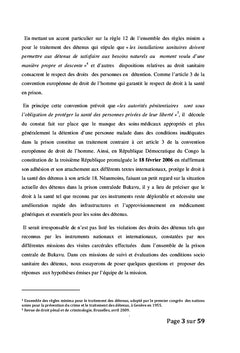 Le rapport de recherche sur le non-respect des conditions socio sanitaire des détenus